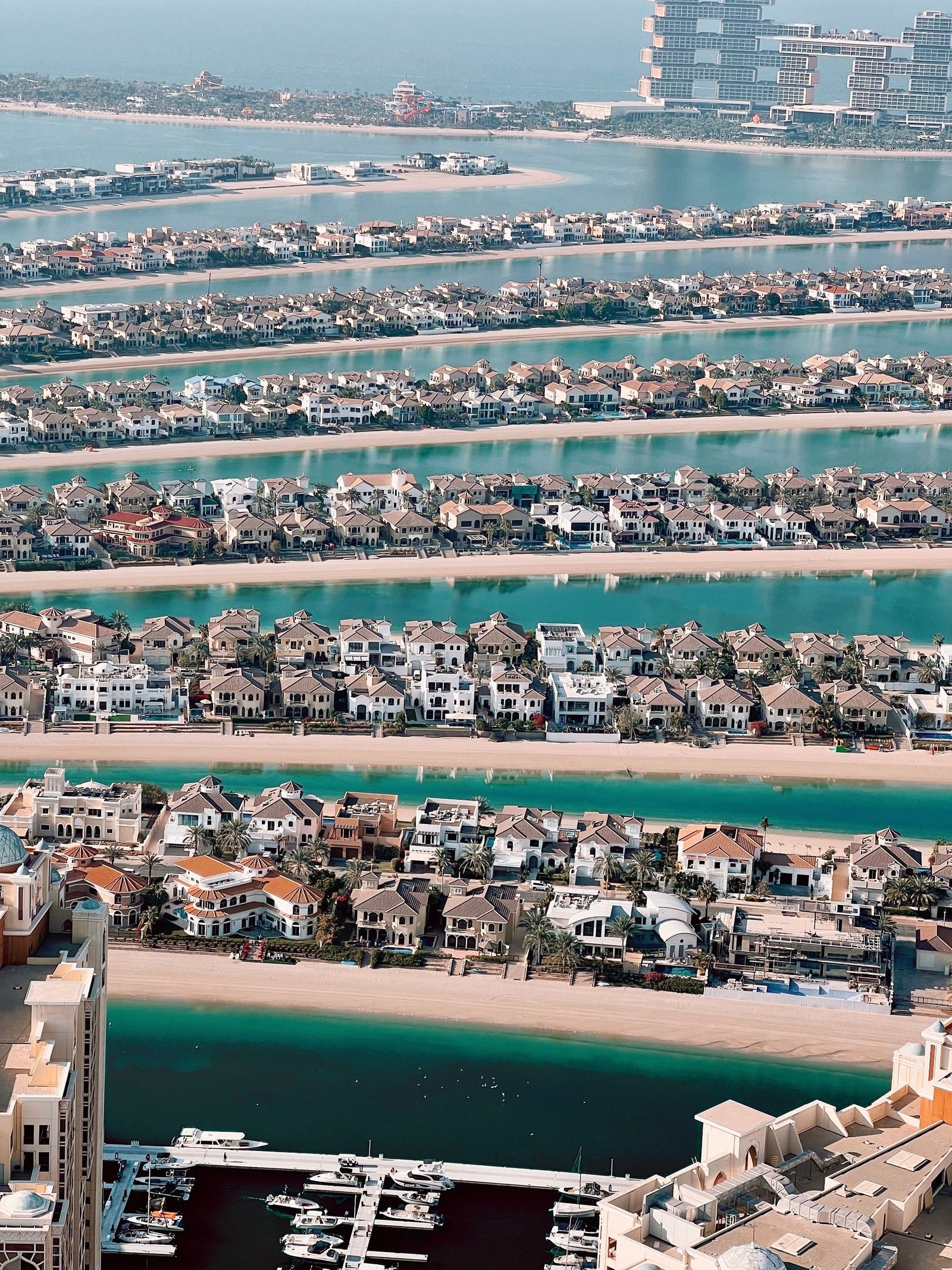 Palm Jumeirah villas and waterfront